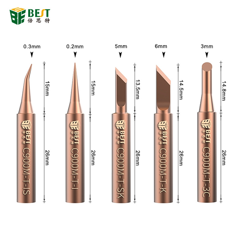 5pcs/Set BEST Original Welding Nozzle Oxygen-free copper Solder Iron Tip Lead-free Solder Non-stick tin Tip 900M-T-IS Tool Kit