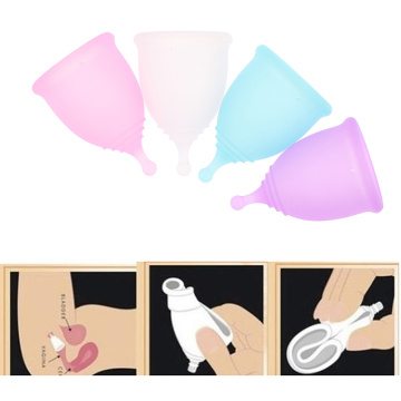Medical Silicone Menstrual Cup Feminine Hygiene Menstrual Period Reusable Vaginal Cups With Spong Brush In A Bag