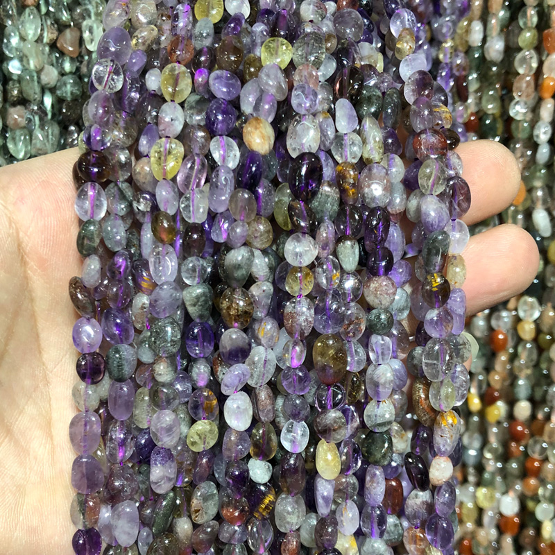 JHNBY Super seven crystal Natural Stone Irregular Gravel 4~7mm spacers Loose beads for Jewelry making bracelets DIY accessories