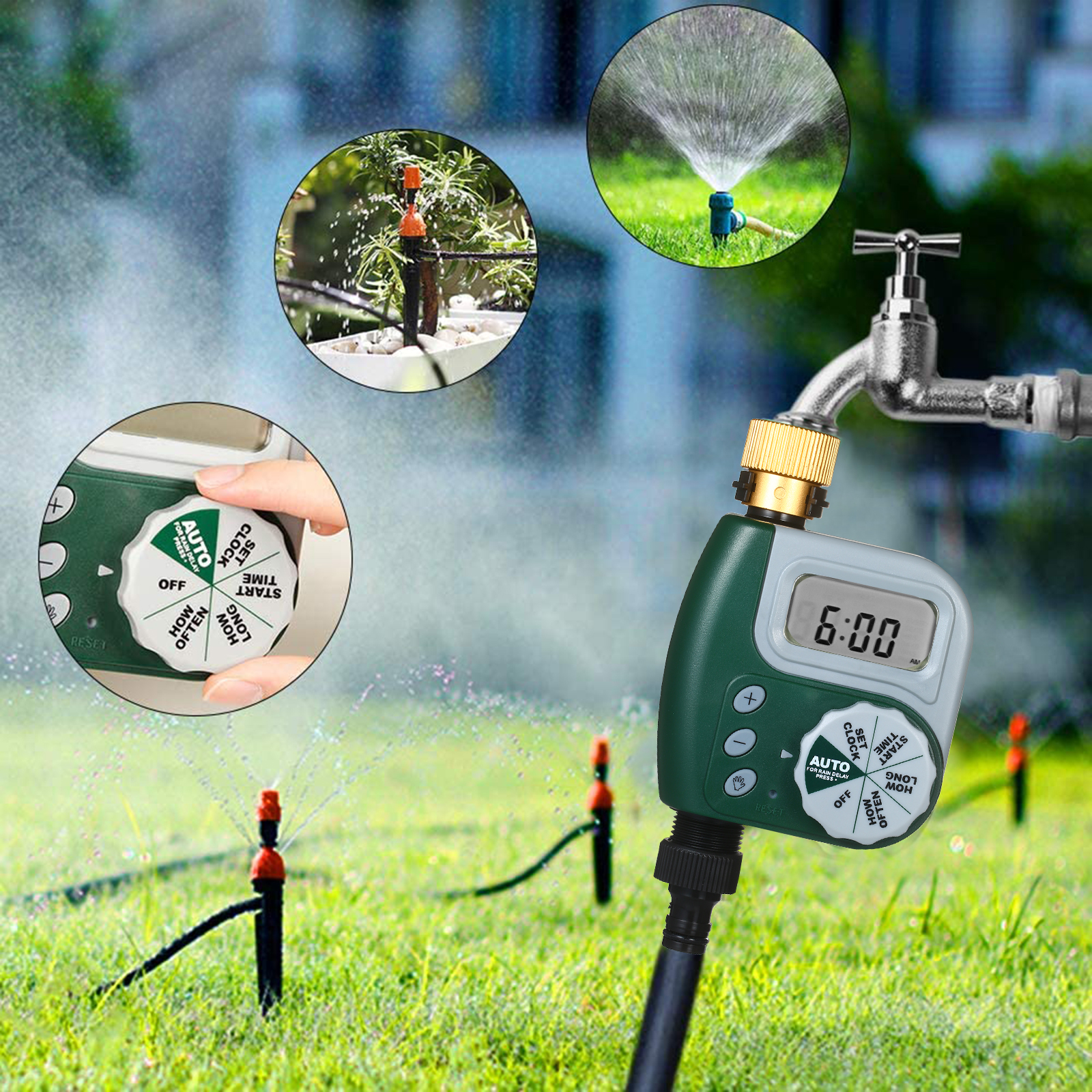 US/EU/UK Plug Digital Programmable Water Timer Weatherproof Garden Lawn Faucet Hose Timer Automatic Irrigation Controller