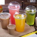 50Pcs 400ml 6g Plastic Cups Milk Tea Transparent Disposable Cups with a Hole Dome Lids for Restaurant Cafe Teashop