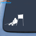 19*12cm Ski Car Decals Downhill Skiing Vinyl Rear windshield Stickers Art Decals Car Decor Skier Snow Pattern white black L798