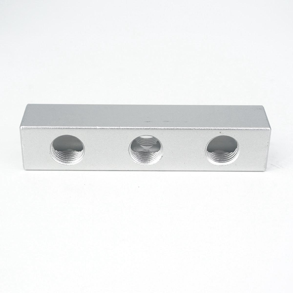 1/4" BSP 20*20mm 3 Way 6 Port Pneumatic Solid Aluminum Quick Connector Manifold Block Splitter Hose Plug Socket Base