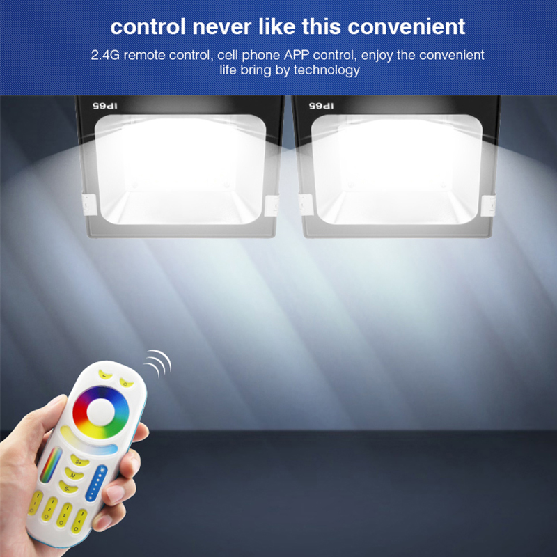 Milight RGB+CCT LED Flood Light AC86-265V 10W 20W 30W 50W RF Remote / WiFi Control IP65 Waterproof LED Floodlight