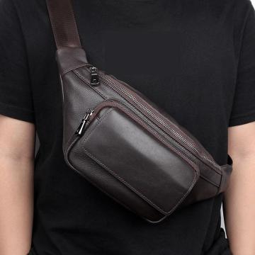 Genuine Leather Men Waist Bag Many Departments Leather Fanny Pack Men Chest Bag Cow Leather Phone Purse Belt Wallet