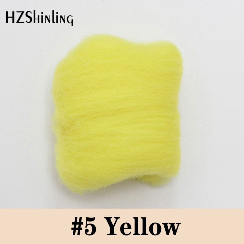5 g Super Fast felting Short Fiber Wool Perfect in Needle Felt and Wet Felt Yellow Color
