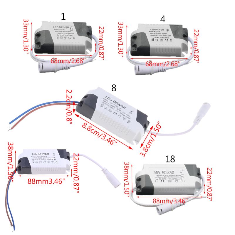 LED Constant Current Driver AC 85-265V 1-3W/ 4-7W/ 8-12W/ 12-18W/ 18-25W Power Supply Adapter Transformer for Panel Light