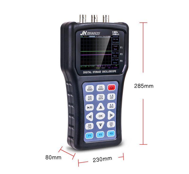 Portable Handheld Oscilloscope JDS6052S Digital Storagesignal Function Generator 20MHz Oscilloscope AC/DC Input Coupling