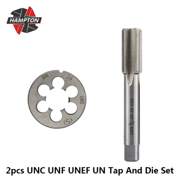 Hampton UNC UNF UNEF UN Right Hand Thread Tap And Die Set 2pcs HSS Hand Tap Drill Bit 5/16 3/8 7/16 1/2 5/8 3/4-18 20 24 28 40