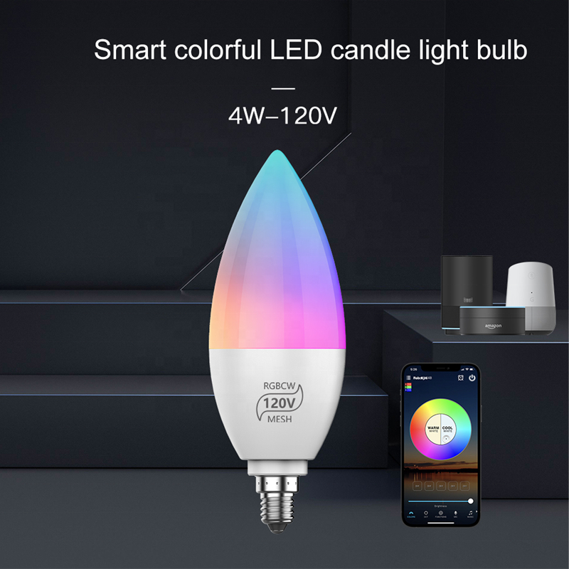 Dimmable E12 Colorful Rgbw Candle Lamp