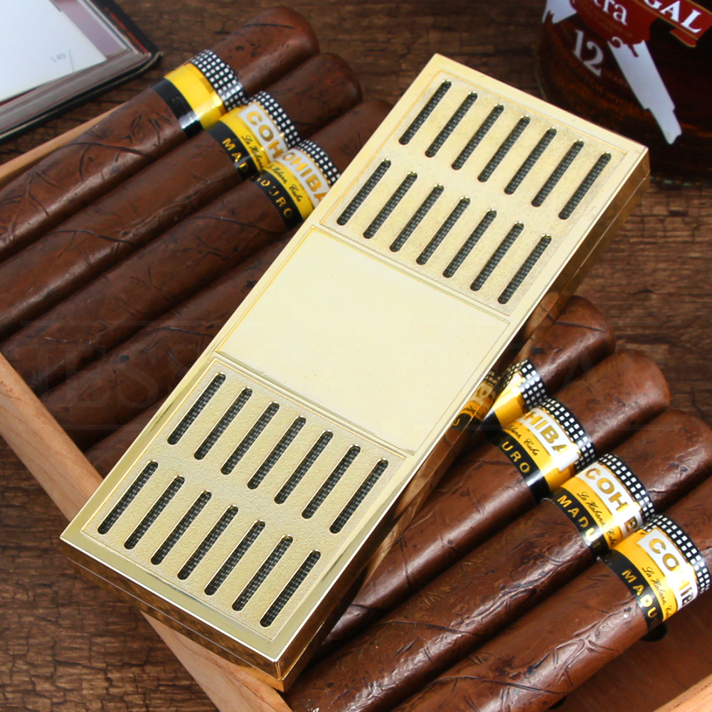 GALINER Plastic Cigar Humidor Humidifier Square Gold Black Cigar Humidifier Keep 65%-75% Humidity For Cigars Box