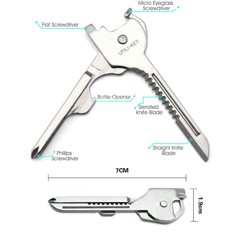 Swiss Tech Multifunctional Utili Key Tool 6in1 Pocket Keychain Outdoor Tool Multitool for Auto Camping Hardware Polished Knife