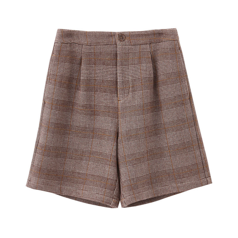 INMAN Winter Straight High Waist Japanese Style Plaid Slim Women's Shorts