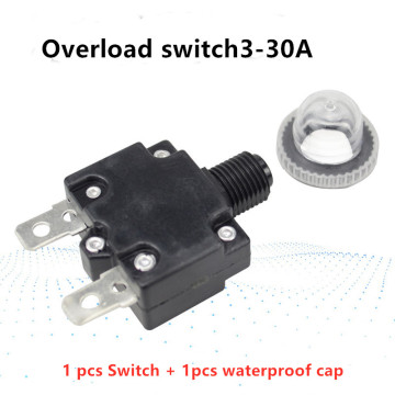 thermal switch overload protector push button 6A ,7A,7.5A,8A,10A,15A,18A,20A,25A ,30A circuit breaker+waterproof cover