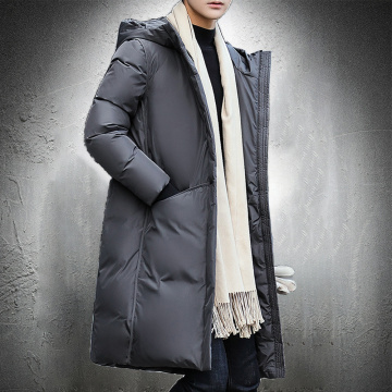 Winter Jacket Men Long Parka Coat Cotton Padded Hooded Windbreaker Outdoor Jacket Black Jacket Zipper Up Slim Fit Big Pockets
