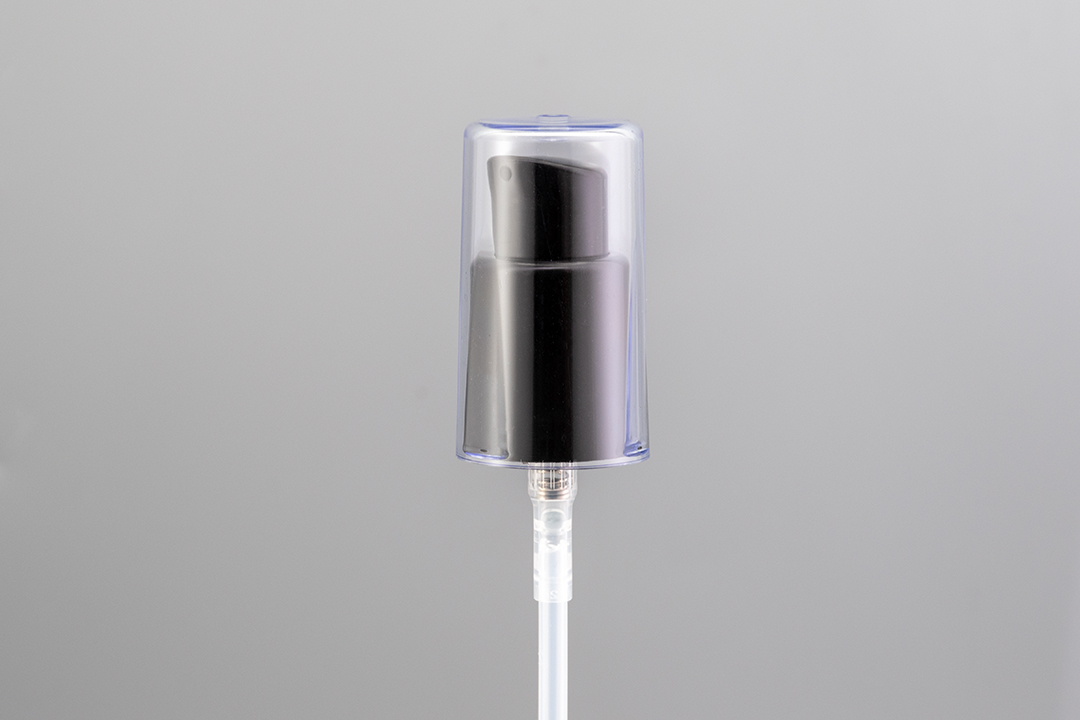 18/415 Black Smooth Double Wall Treatment Pump With AS Full Overcap
