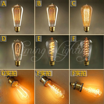 Vintage Edison Bulbs E27 Incandescent Bulbs ST64 Filament Bulb Squirrel-cage Carbon Bulb Retro Edison Light For Pendant Lamp