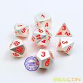 Bescon 7pcs Set Solid Metal Polyhedral D&D Dice Set Matt Silver with Orange Numbers, Metal RPG Role Playing Game Dice Set