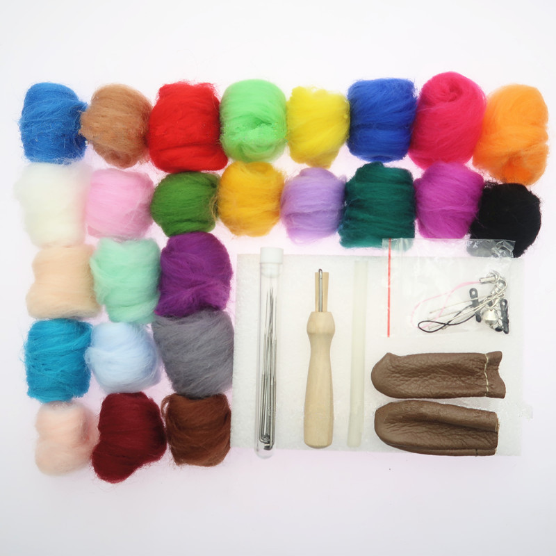 25 color Felting Wool Roving Hand Spinning Wool Fiber Yarn for Needle Felting DIY Materials PIN10