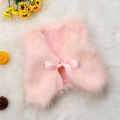 Autumn Baby Girl Kids Fur Vest Waistcoat Warm Winter Coat Outwear Jacket Sleeve Top Bow Solid Cute Kid Girl Clothing 6M-5T