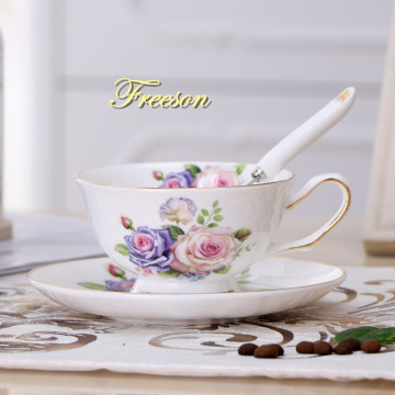 Bone China Tea Cup Saucer Spoon Set Elegant Ceramic Teacup 200ml British Porcelain Coffee Cup Dropshipping