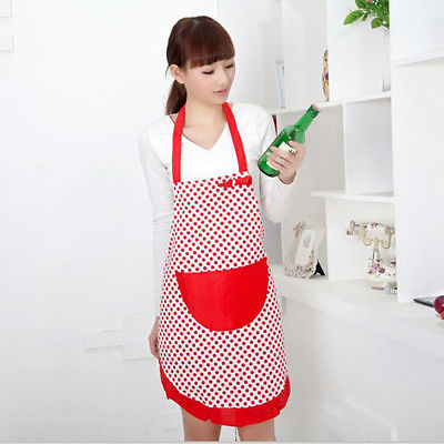 New Cute Bib Apron Dress Vintage Kitchen Women Bowknot with Pocket Gift