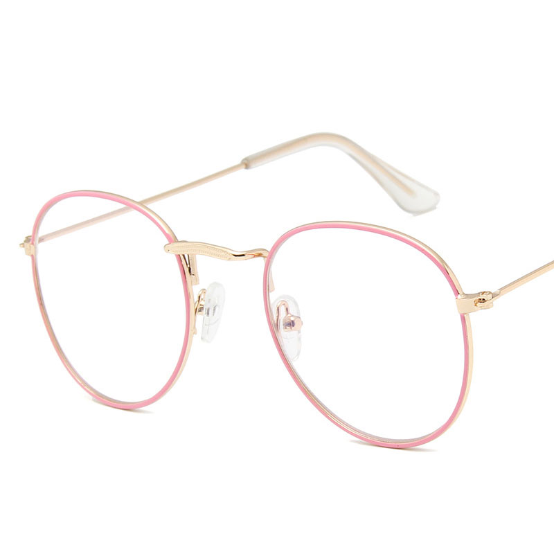 2019 Latest model Metal vintage pattern man and women glasses round frame Metal frame UV Famous design Pink Light weight