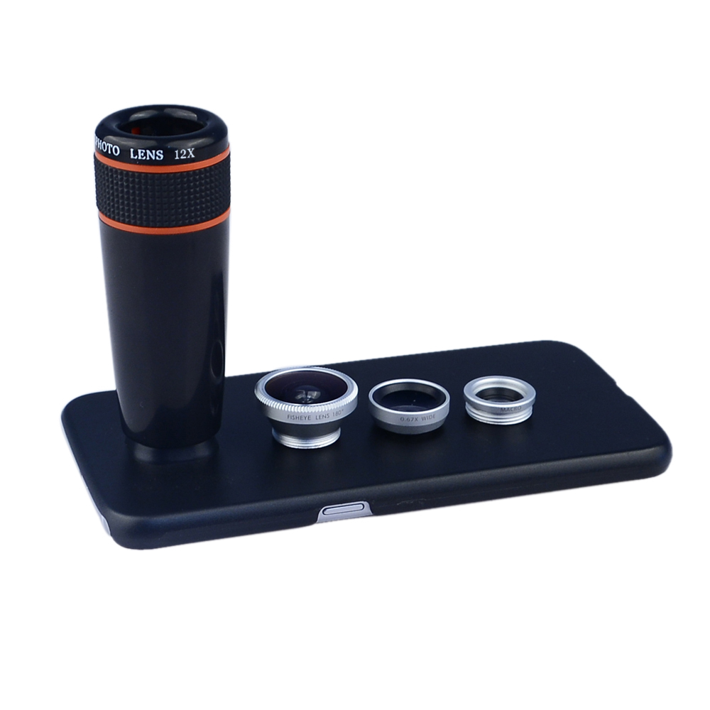 Apexel 4 in 1 12X Telephoto Fisheye Wide-Angle Macro Lenses kit with phone lens case For Samsung Galaxy S9 camera lens APL-12X85
