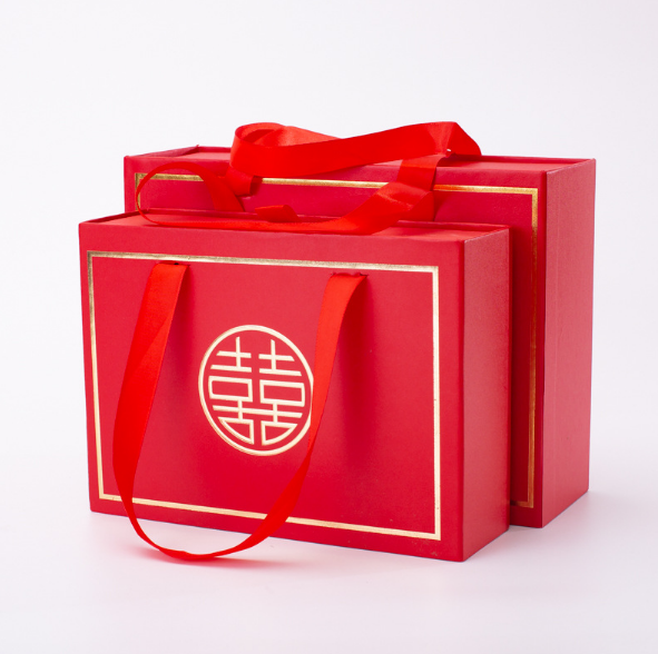 Red Gift Box With Gold Foil