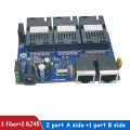 Ethernet switch Fiber Optical Media Converter Single Mode 2 RJ45 and 3 SC fiber Port 10/100M PCBA