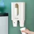 Household Disposable Paper Cup Holder Water Dispenser Dustproof Cup Holder Wall Mount Double Tube Paper Cup Rack