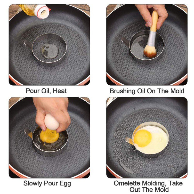2019 Newest Egg Ring Stainless Steel Omelet Mold Cooking Non Stick Pancake Ring Metal Kitchen Cooking Tool
