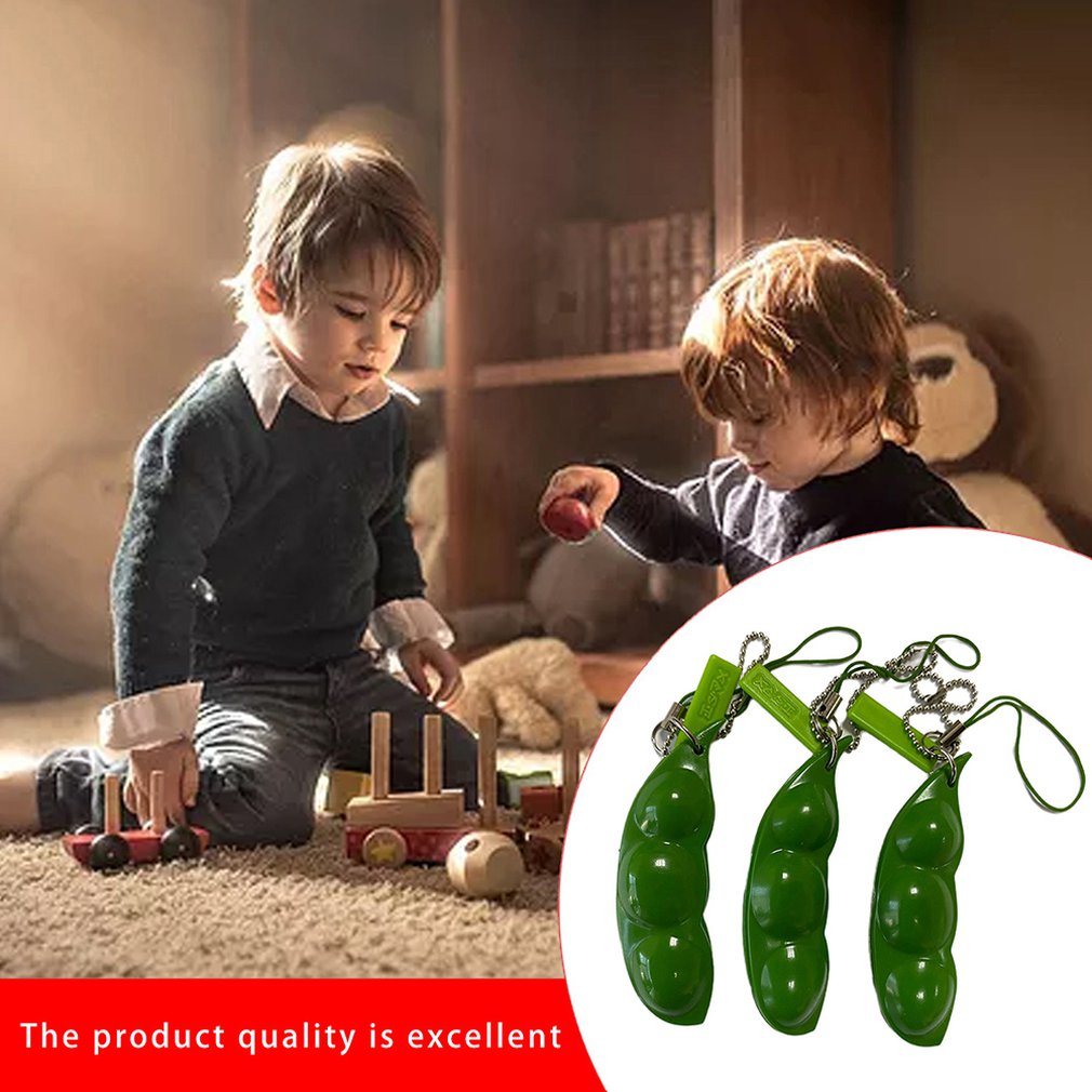 Cute Toy Squeeze Bean Keychain Pendant Mobile Phone Chain Pea Pendant For Reducing Anxiety And Stress