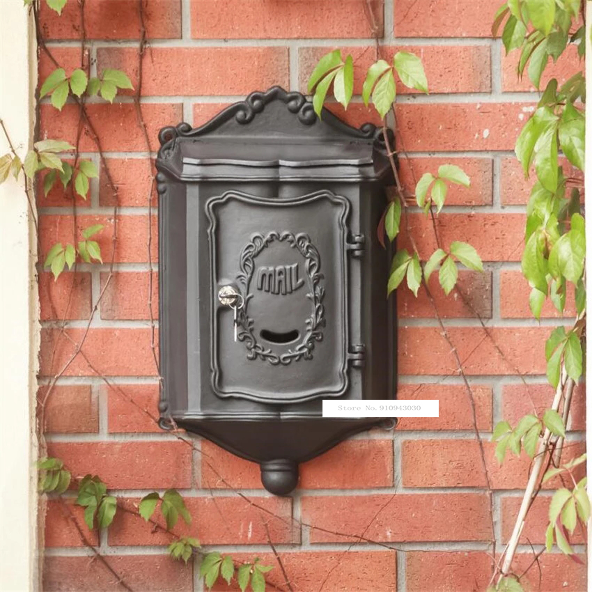 Vintage Retro Aluminium Alloy Mail Box Mailbox Metal Letters Post Box Wall Mounted Postbox Vintage Home Garden Yard