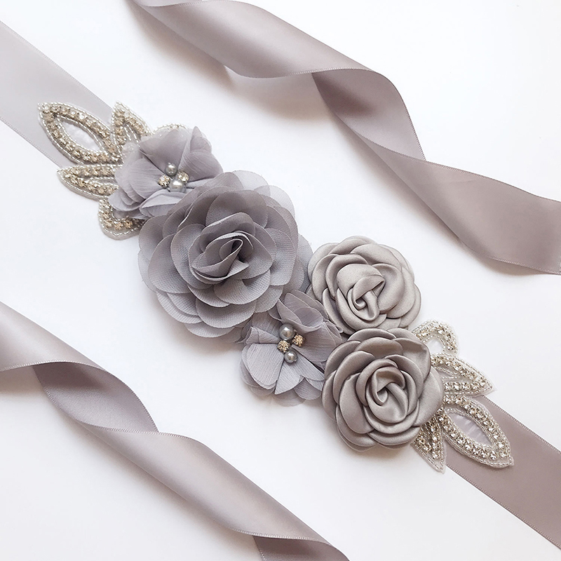 Fashion Wedding Belts Flower Satin Dress Belt Bridal Ribbon Sash Accessories for Party Bridesmaid Girdle