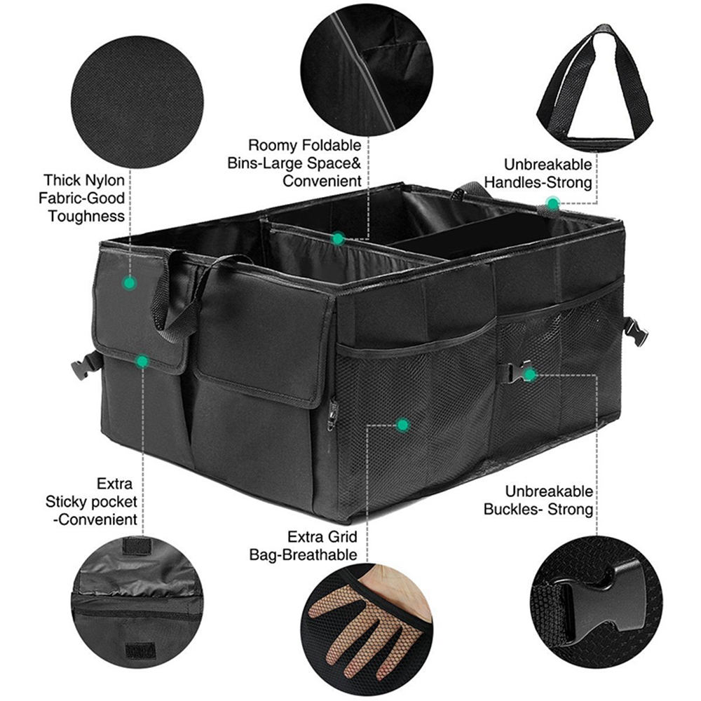 Universal Foldable Car Organizer Trunk Box Portable Bag Storage Case Cargo Black For Auto Trucks SUV Trunk Box Box