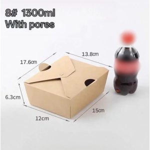 1300ml Kraft Paper Folding Takeout Box With Holes