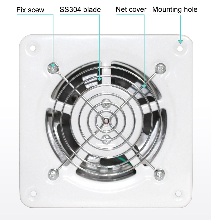 100MM exhaust fan, 4 inch dust blower used for kitchen toilet wall, mute axial flow fan square shape in ventilation