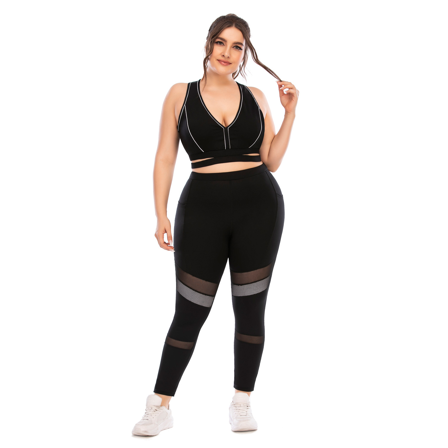Sports Wear for Obese Women Gym Legging Yoga Set Aerial Body Training Fitness Suit Female Plus Size Sportsuit Workout Clothes