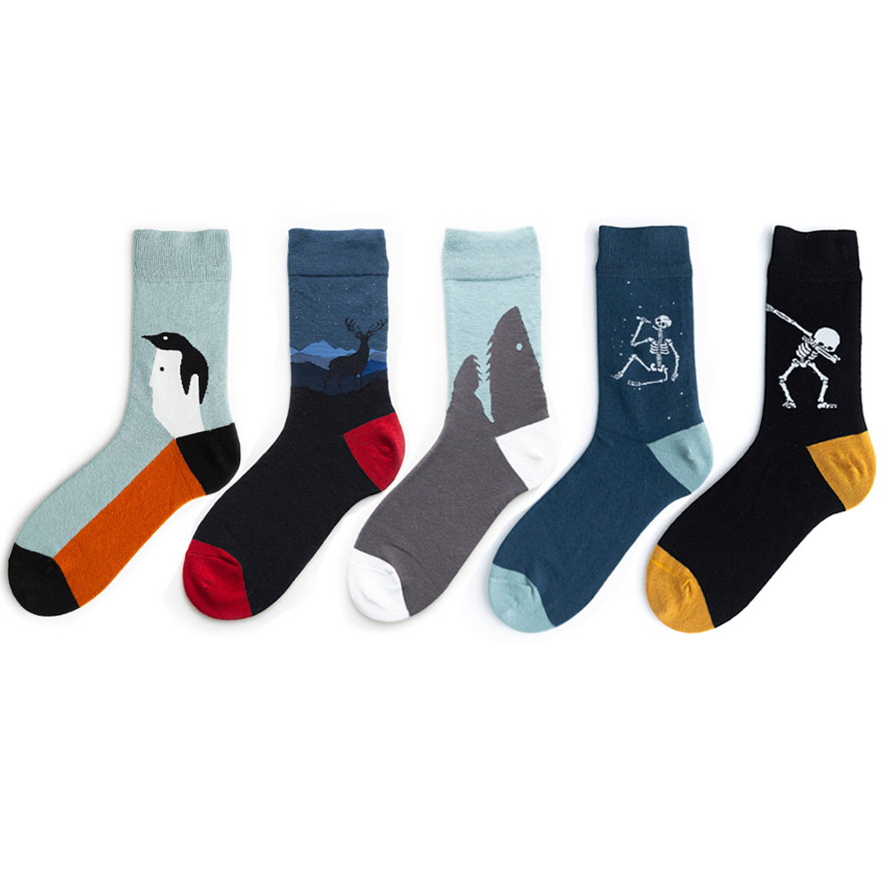 5 Pair/Pack Streetwear Men Socks Cotton Crew Designer Socks Men Unisex Size 37-44 Free Shipping