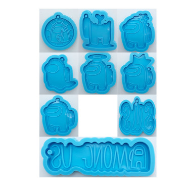 9 Types Among Us Resin Molds Silicone Pendant Keychain Molds AU Character Key Rings Moulds