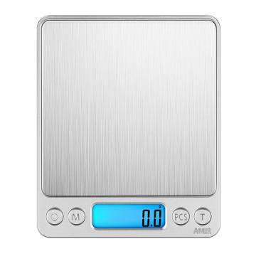 AMIR Digital Kitchen Scale 3kg/0.1g Mini Pocket Cooking Food Scales Stainless Steel Jewelry Scale with Back-Lit LCD Display