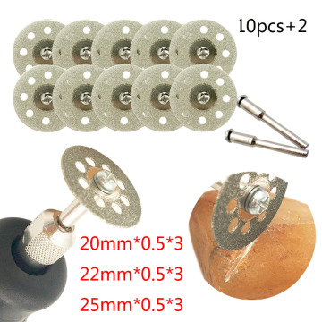 10pc 20-25mm Dremel Diamond Cutting Disc For Dremel Rotary Tools Accessories with Mandrel 3mm