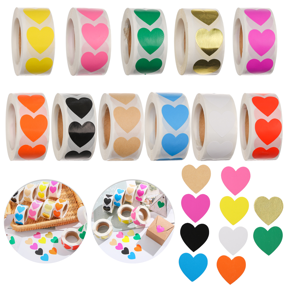 500PCS/Roll Love Heart Label Sticker Stationery Sticker Scrapbooking Package Gift Packaging Seal Labels Wedding Decor