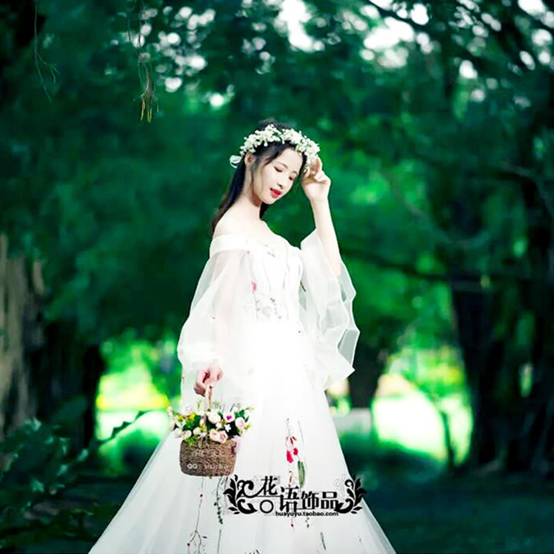 Breathable White Flower Crowns Tiaras Hairbands Romantic Sweet Gardland Women Wedding Hair Accessories for Bride Bridesmaids