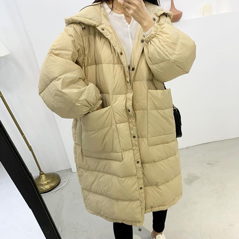 Janveny Loose Down Jacket Women Oversized 90% White Duck Down Jackets And Coats Female Feather Clothes Outwear For Women's Parka