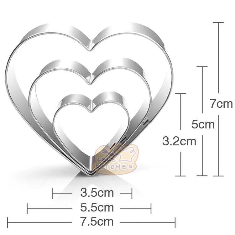 3 Size Stainless Steel Heart Shape Cookies Cutters Fondant Cake Decorating Tools Mold Kitchen Bakeware H916