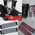 2020 Women Fashion Long Fingerless Gloves Striped Elbow Sleeve Arm Warmer Knit Mittens Work Gloves White Black