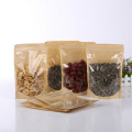 100pcs One Side Clear Kraft Paper Bag Snack Nuts Beans Packaging Paper Gift Pouch Stand up Clear Window Ziplock Bag Pouches