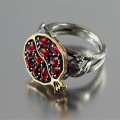 Vintage Fruit Fresh Red Garnet Rings For Women Gifts Resin Stone Pomegranate Jewelry Ancient Anniversary Ring Z5S600